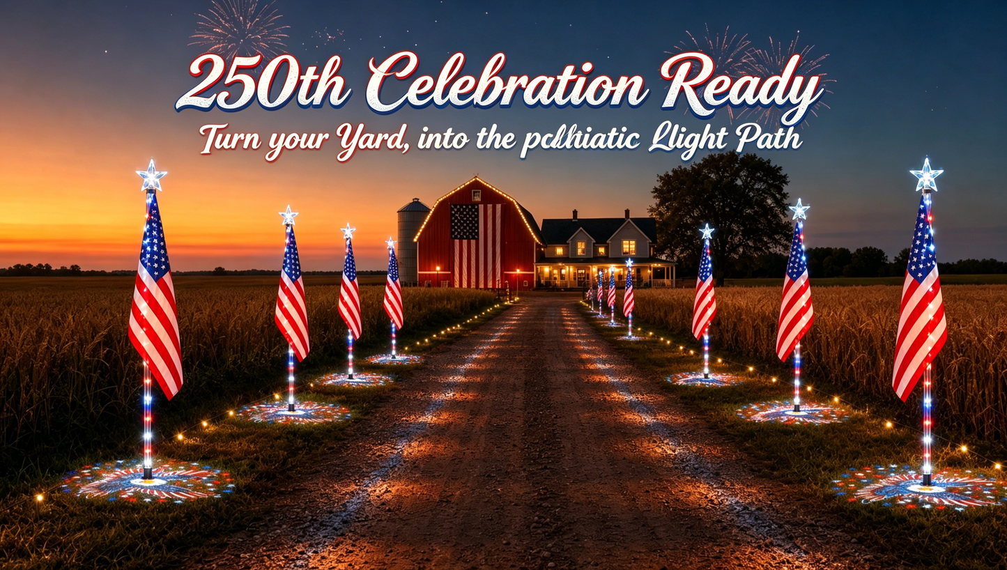 ✨Last Day: 49% OFF🔥American Flag Pathway Lights – Red, White & Blue Yard Glow for 250th Independence Celebration 🇺🇸