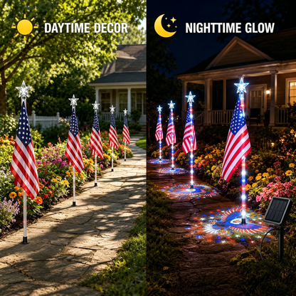 ✨Last Day: 49% OFF🔥American Flag Pathway Lights – Red, White & Blue Yard Glow for 250th Independence Celebration 🇺🇸