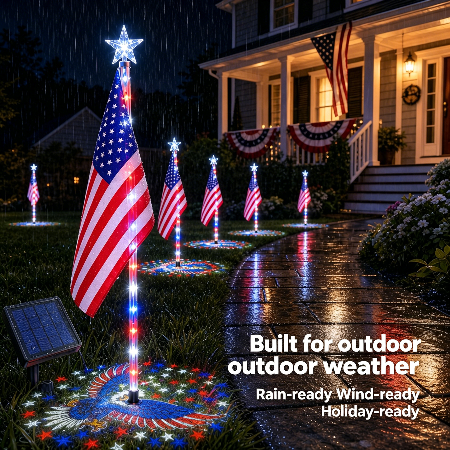 ✨Last Day: 49% OFF🔥American Flag Pathway Lights – Red, White & Blue Yard Glow for 250th Independence Celebration 🇺🇸
