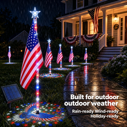 ✨Last Day: 49% OFF🔥American Flag Pathway Lights – Red, White & Blue Yard Glow for 250th Independence Celebration 🇺🇸