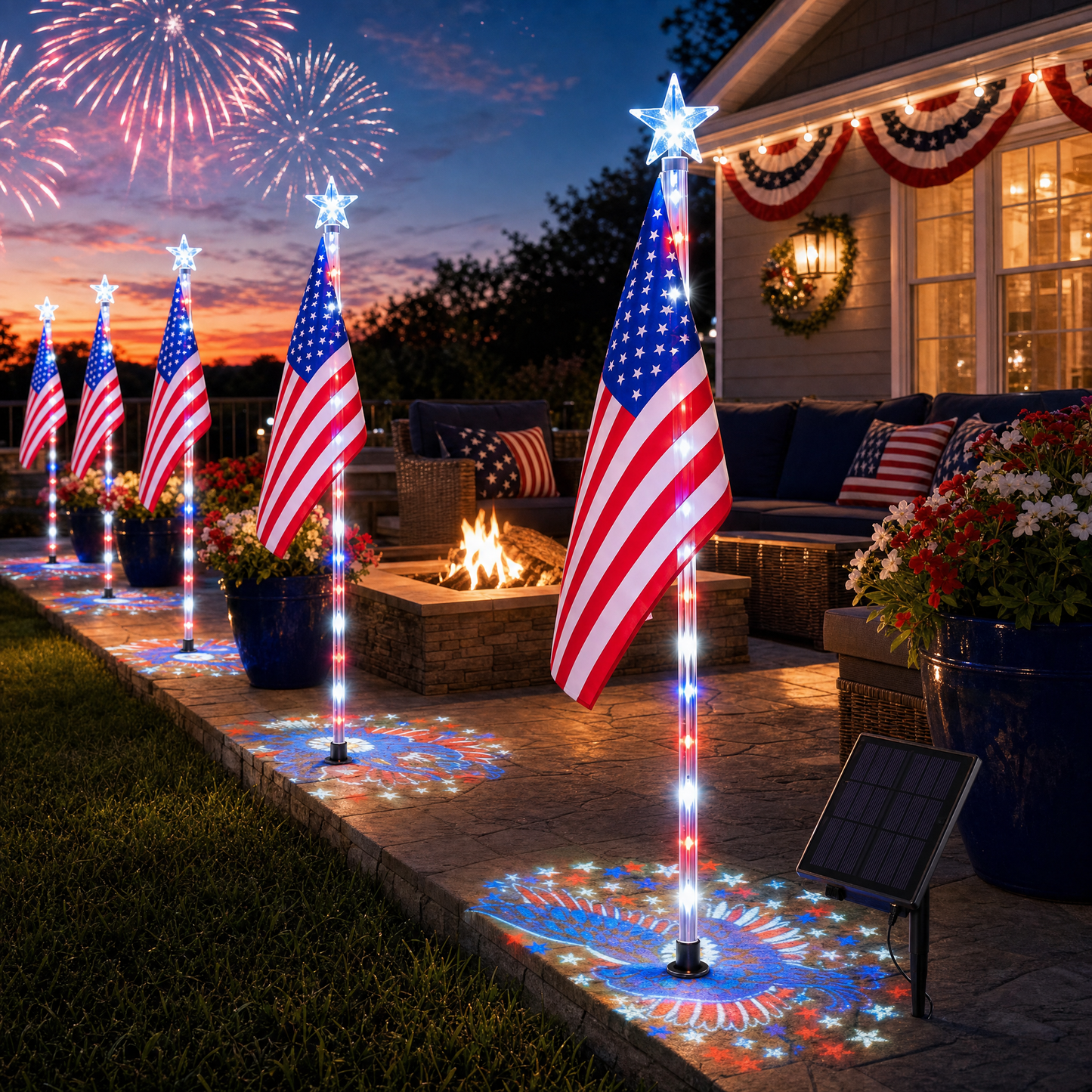 ✨Last Day: 49% OFF🔥American Flag Pathway Lights – Red, White & Blue Yard Glow for 250th Independence Celebration 🇺🇸