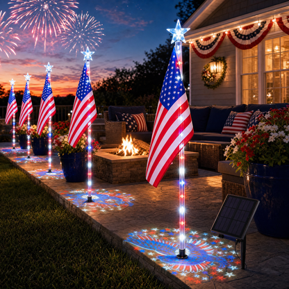 ✨Last Day: 49% OFF🔥American Flag Pathway Lights – Red, White & Blue Yard Glow for 250th Independence Celebration 🇺🇸