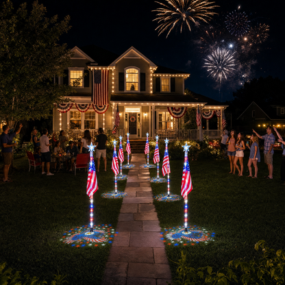 ✨Last Day: 49% OFF🔥American Flag Pathway Lights – Red, White & Blue Yard Glow for 250th Independence Celebration 🇺🇸