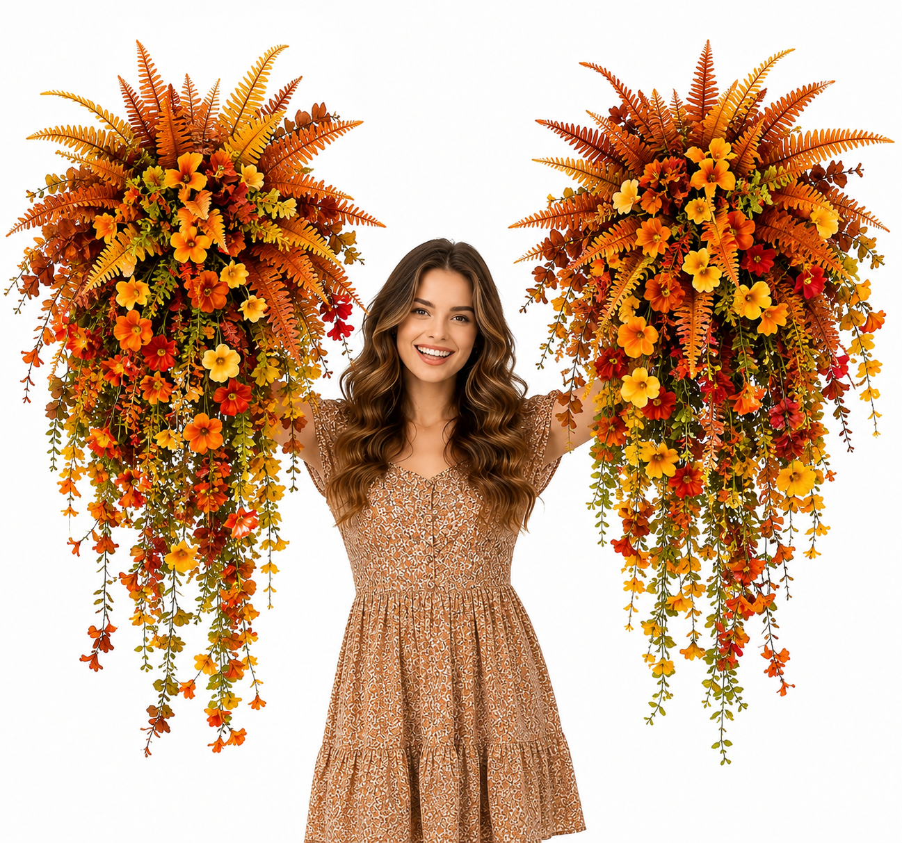 🍂 Artificial Fall Harvest Hanging Basket – Autumn Porch & Door Decoration