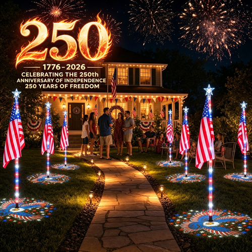 ✨Last Day: 49% OFF🔥American Flag Pathway Lights – Red, White & Blue Yard Glow for 250th Independence Celebration 🇺🇸