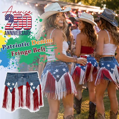 🎉🇺🇸 USA 250th Anniversary Denim Fringe Belt — Limited Edition Patriotic Statement Piece (49% OFF)