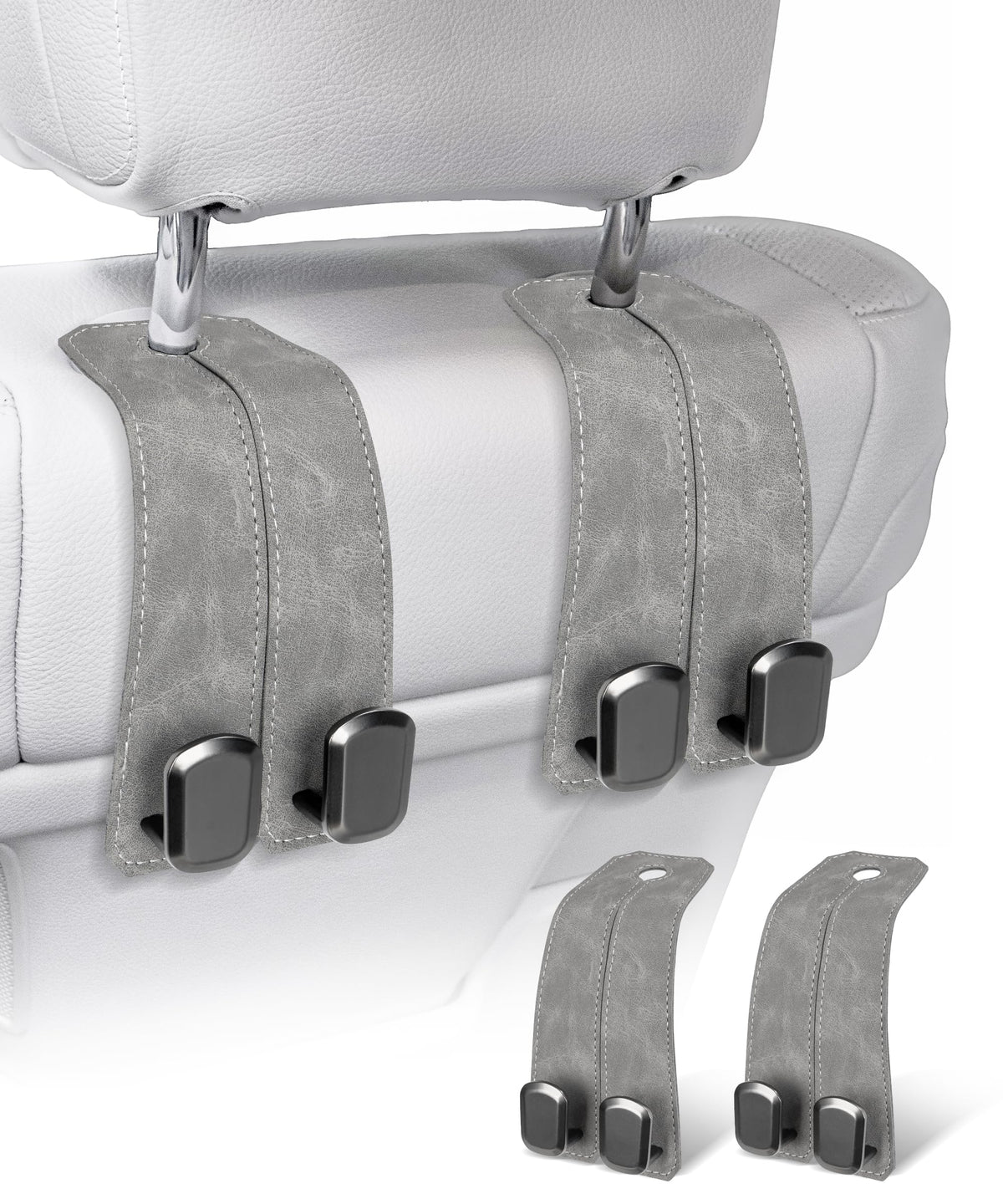 360° Rotating Leather Car Headrest Hooks