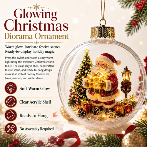 Glowing Christmas Diorama Ornament – A Tiny Winter World in Your Hands