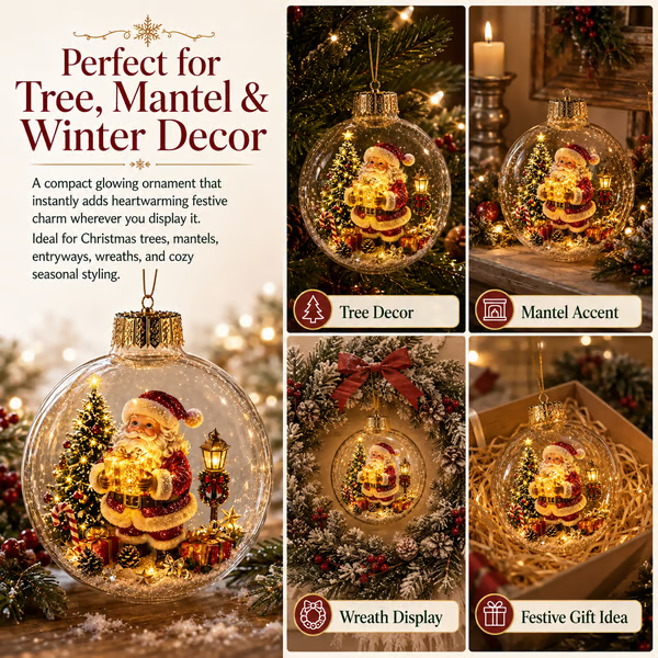 Glowing Christmas Diorama Ornament – A Tiny Winter World in Your Hands