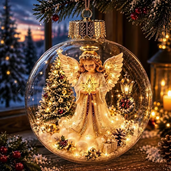 Glowing Christmas Diorama Ornament – A Tiny Winter World in Your Hands
