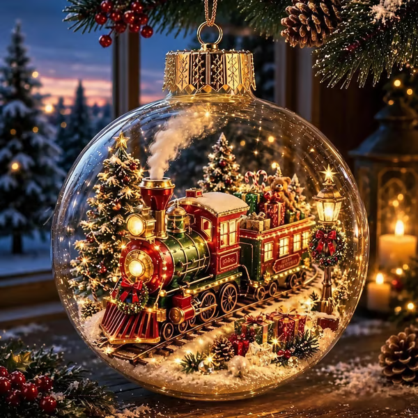 Glowing Christmas Diorama Ornament – A Tiny Winter World in Your Hands