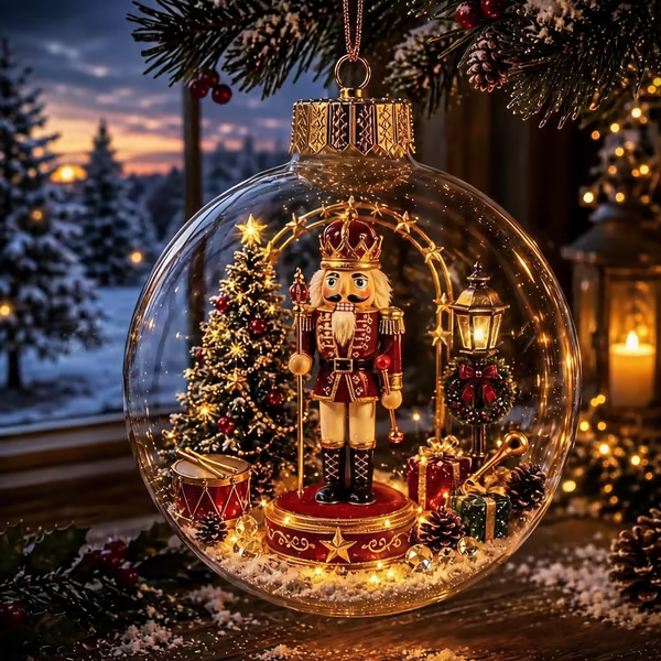 Glowing Christmas Diorama Ornament – A Tiny Winter World in Your Hands