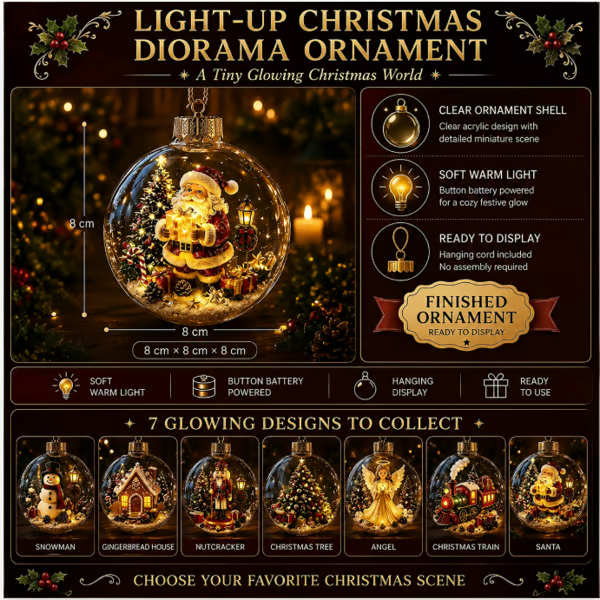 Glowing Christmas Diorama Ornament – A Tiny Winter World in Your Hands