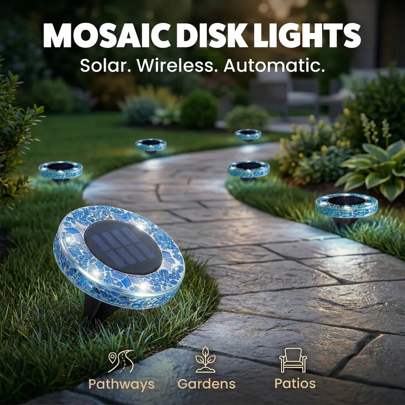 ✨ EDITORS' PICK: 50% OFF丨🌙 Solar Mosaic Disk Garden Lights