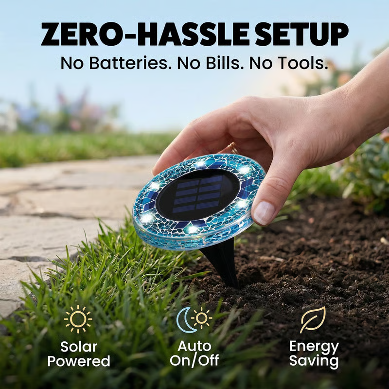 ✨ EDITORS' PICK: 50% OFF丨🌙 Solar Mosaic Disk Garden Lights