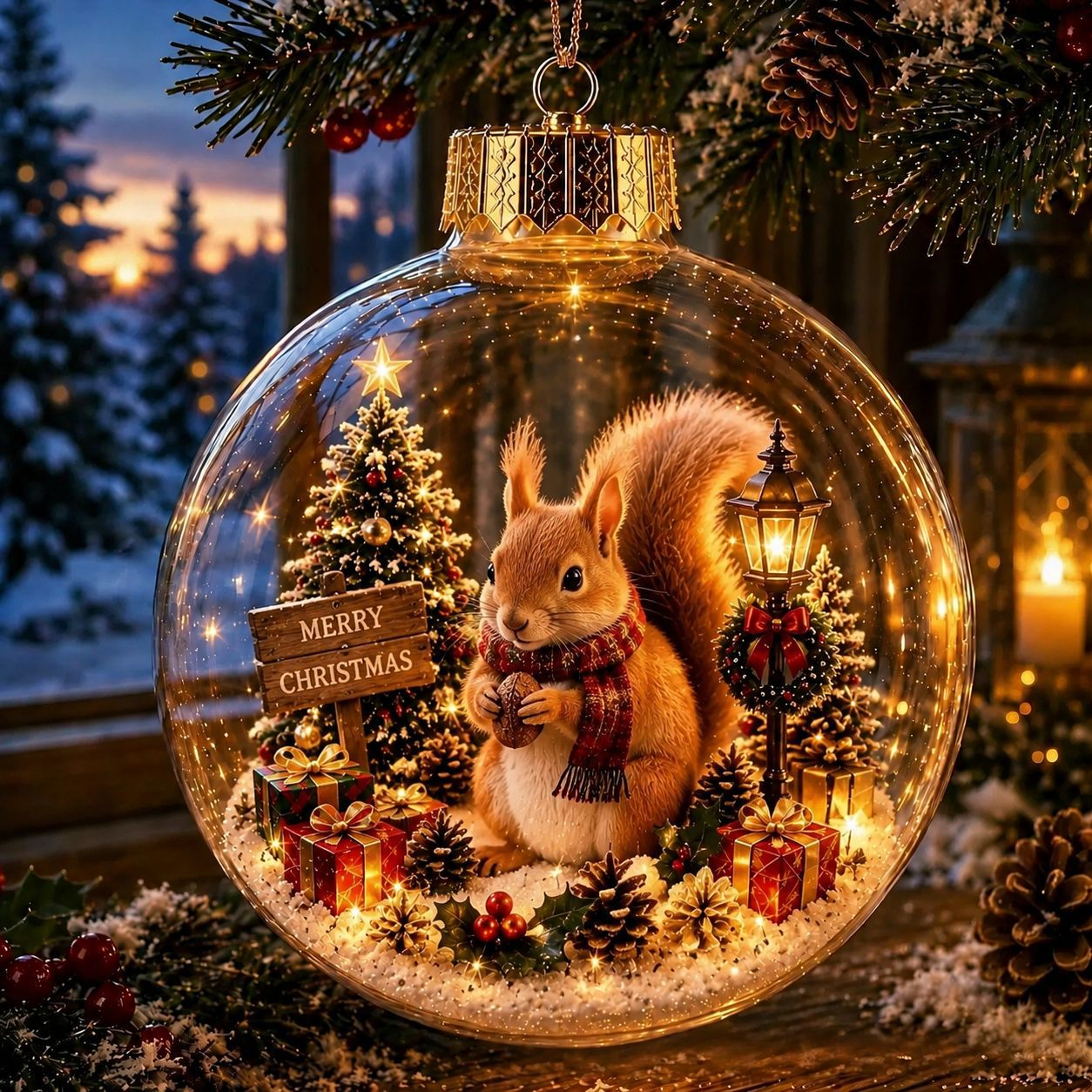 Glowing Christmas Diorama Ornament – A Tiny Winter World in Your Hands