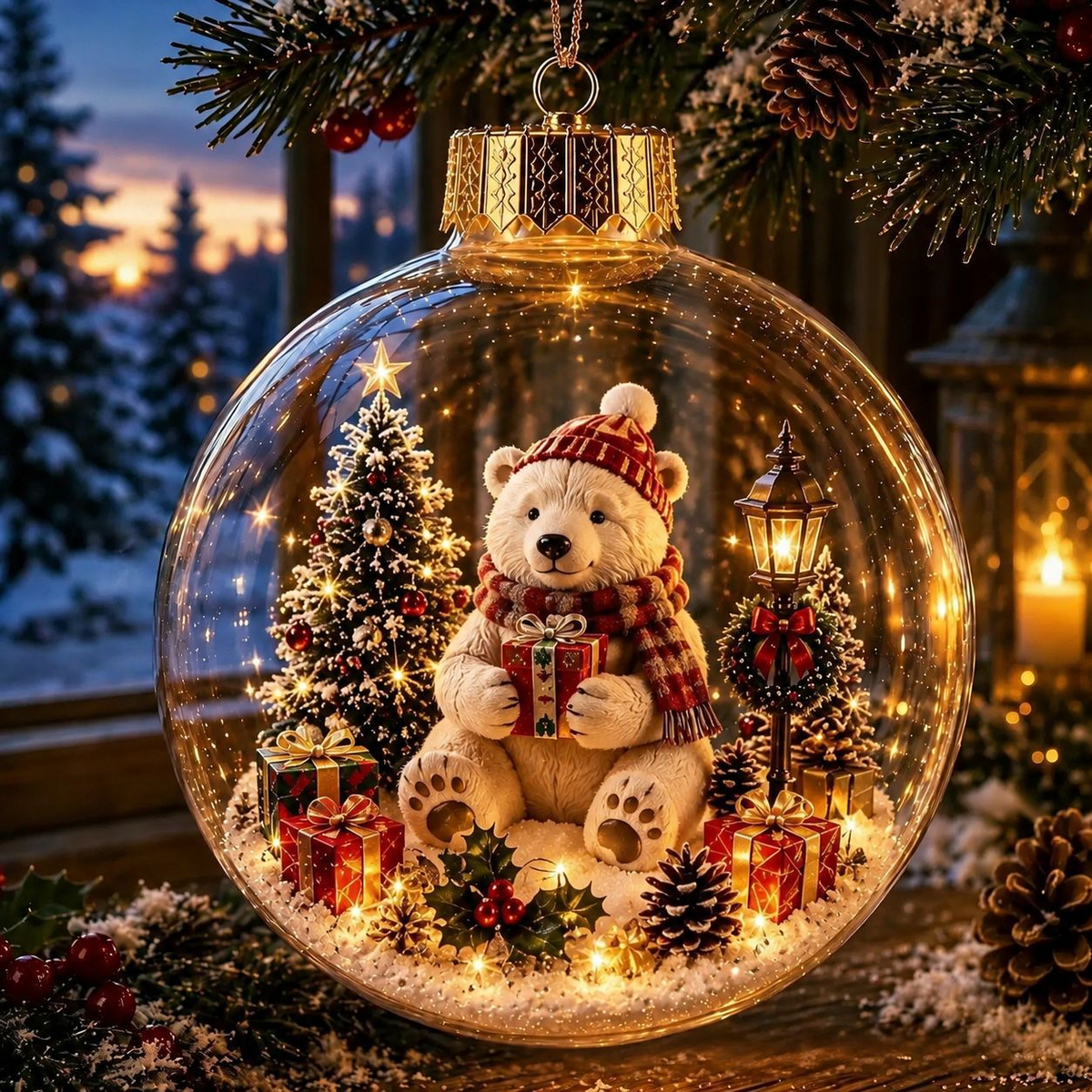 Glowing Christmas Diorama Ornament – A Tiny Winter World in Your Hands