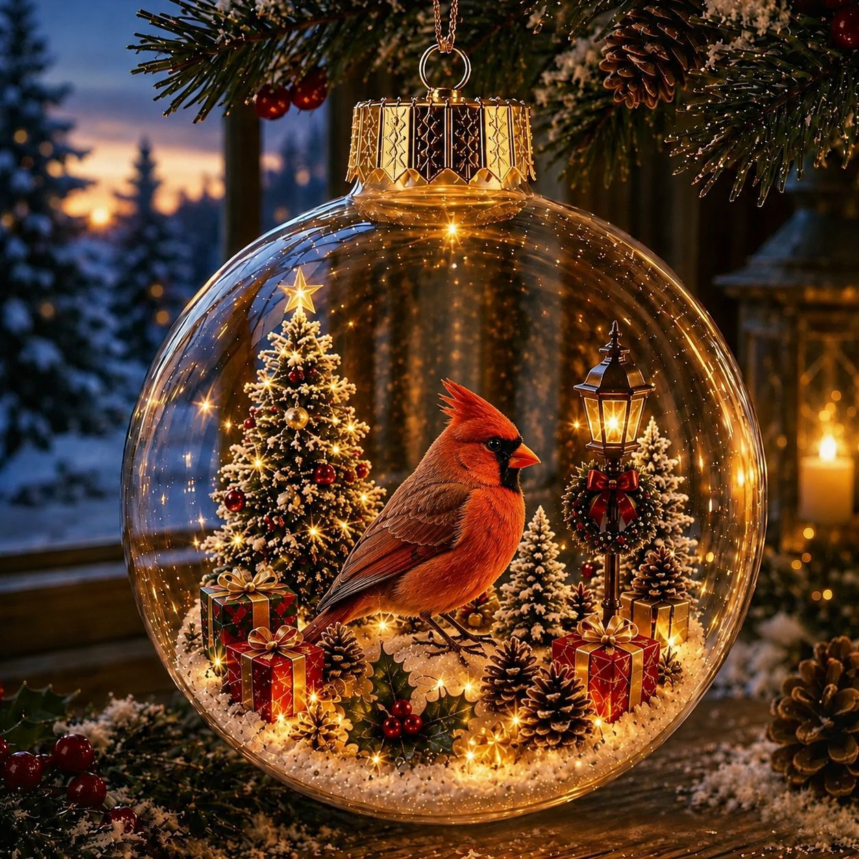 Glowing Christmas Diorama Ornament – A Tiny Winter World in Your Hands
