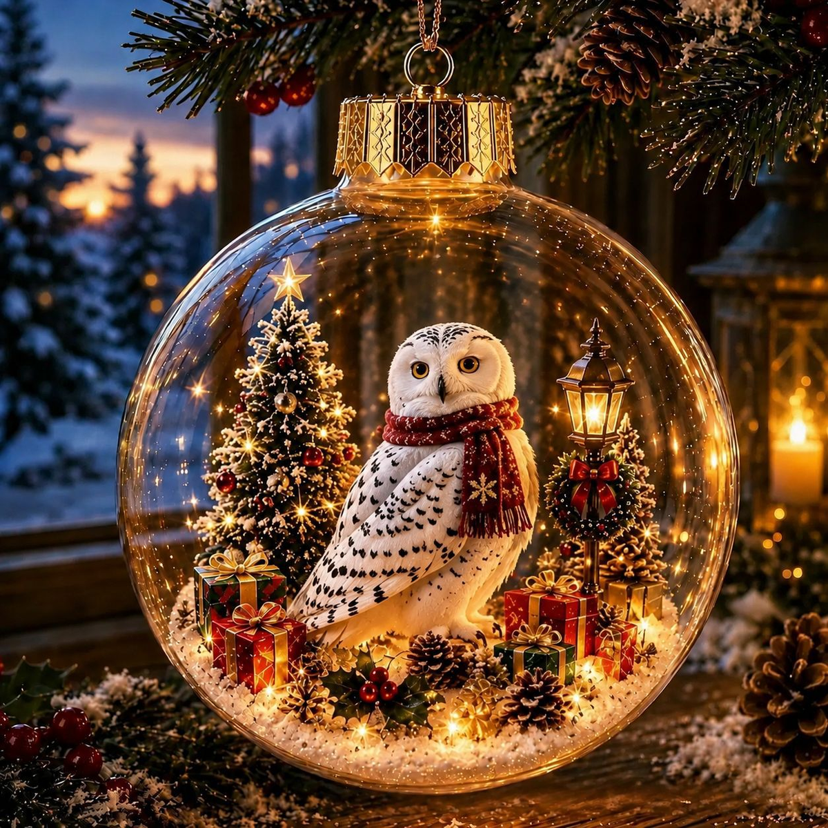 Glowing Christmas Diorama Ornament – A Tiny Winter World in Your Hands