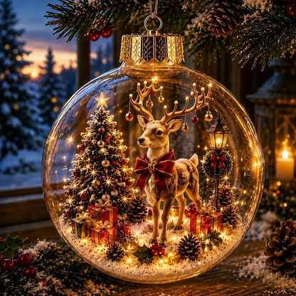 Glowing Christmas Diorama Ornament – A Tiny Winter World in Your Hands