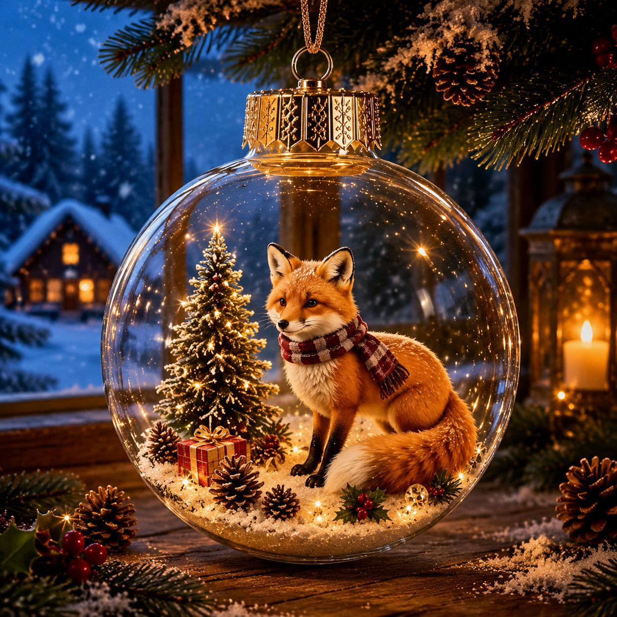 Glowing Christmas Diorama Ornament – A Tiny Winter World in Your Hands