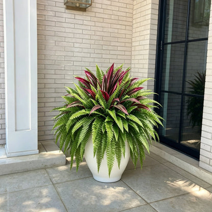 💥 BUY 1 GET 1 FREE (2 PCS) 🔥 UV-Resistant Artificial Fern & Red Dracaena Decorative Plants – Full, Lush & Fade-Resistant!