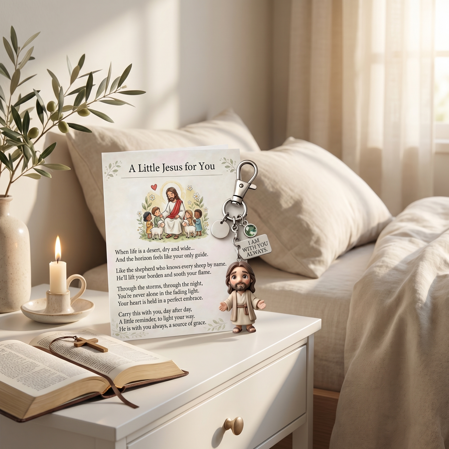 "A little reminder that you're not alone." - Comforting Pocket Reminder Keychain & Poem Card Gift Set 🌟🙏