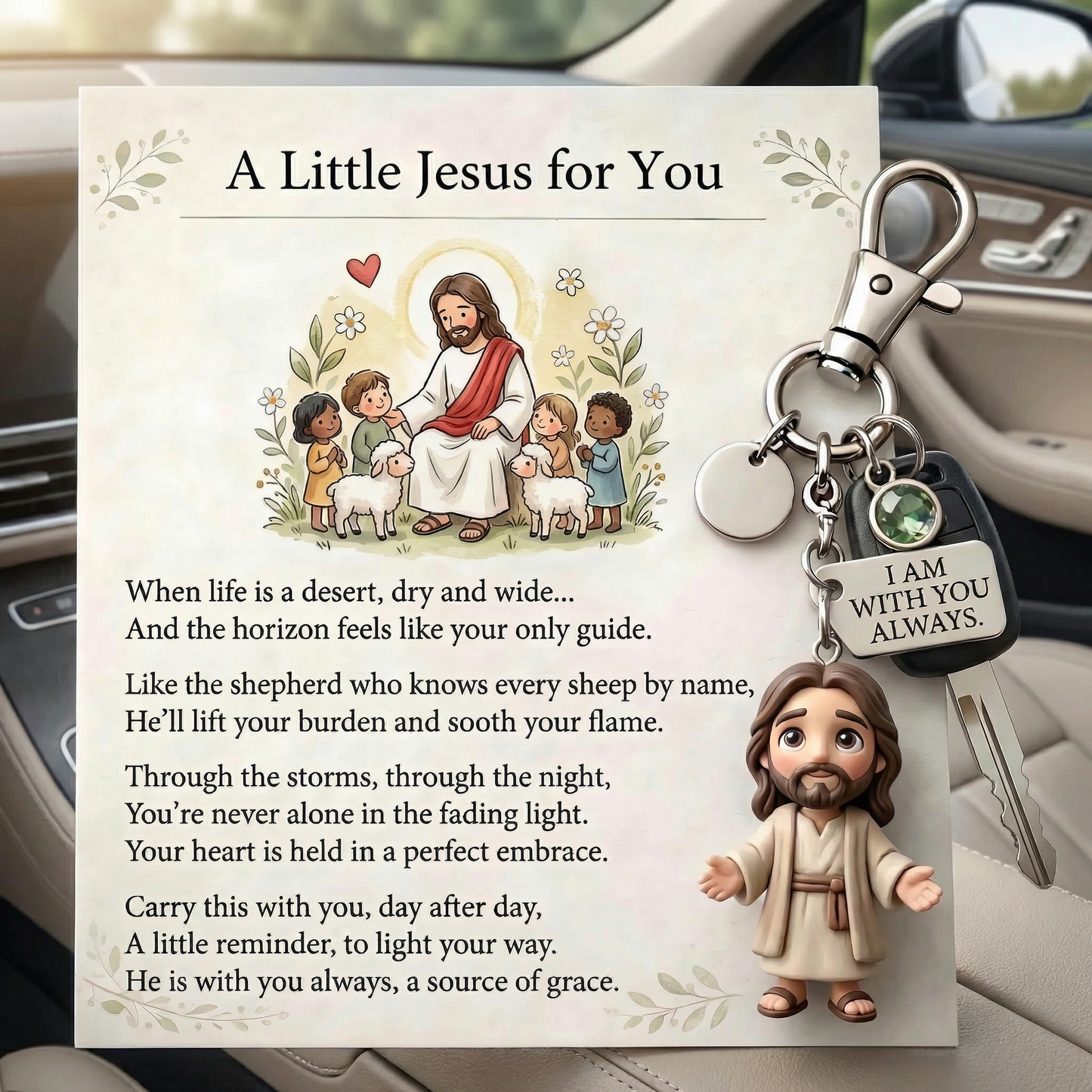 "A little reminder that you're not alone." - Comforting Pocket Reminder Keychain & Poem Card Gift Set 🌟🙏
