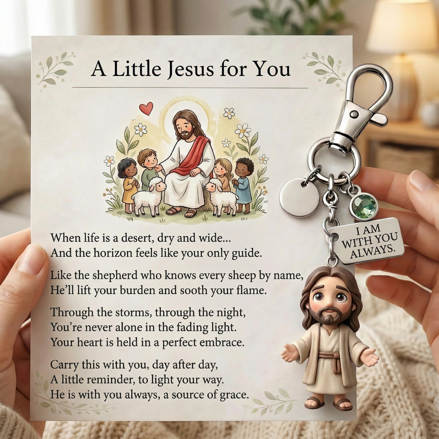 "A little reminder that you're not alone." - Comforting Pocket Reminder Keychain & Poem Card Gift Set 🌟🙏