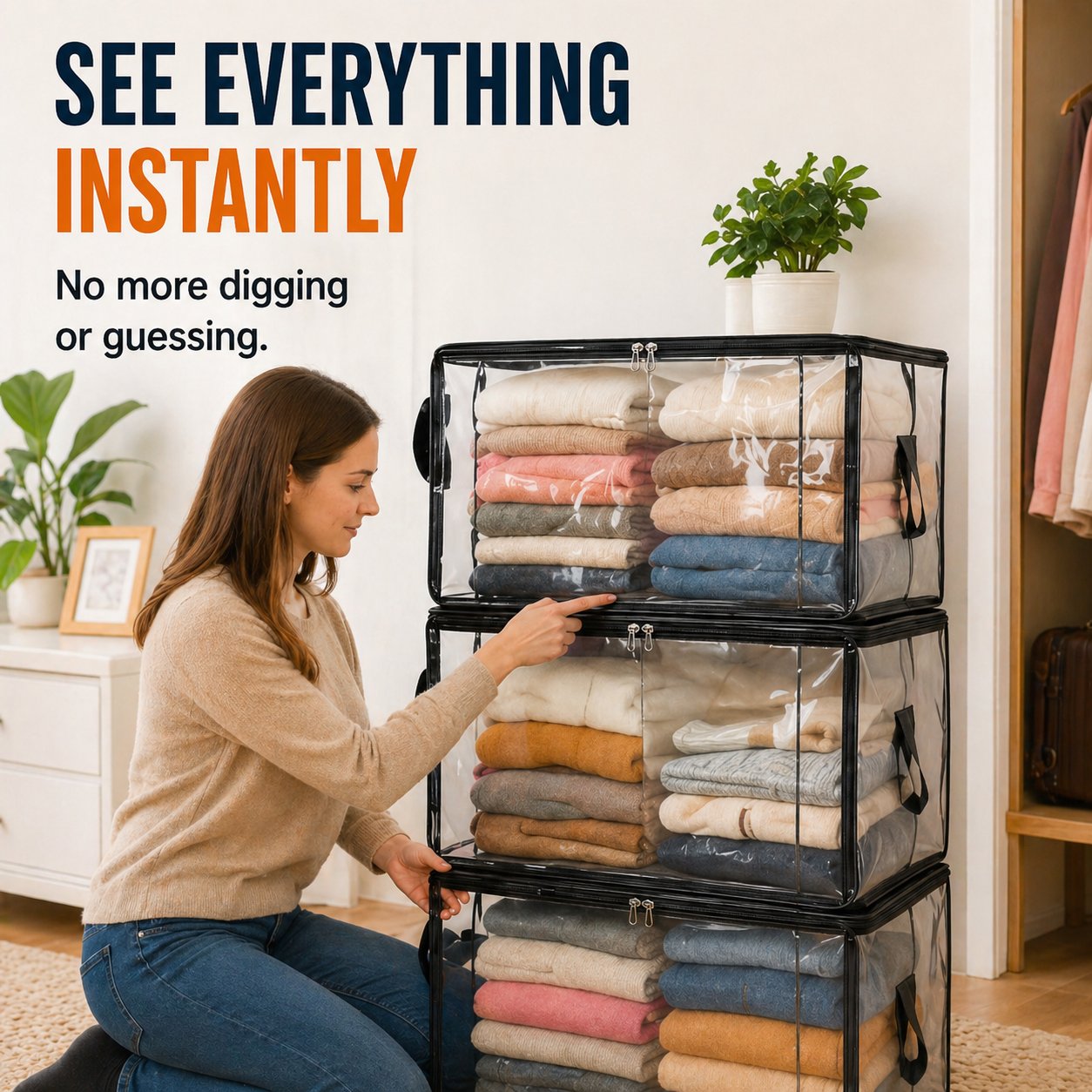 🎁 Last Day Sale 49% OFF📦Large Heavy-Duty Thick Plastic Clear Storage Bag for Clothes, Moving & Storage