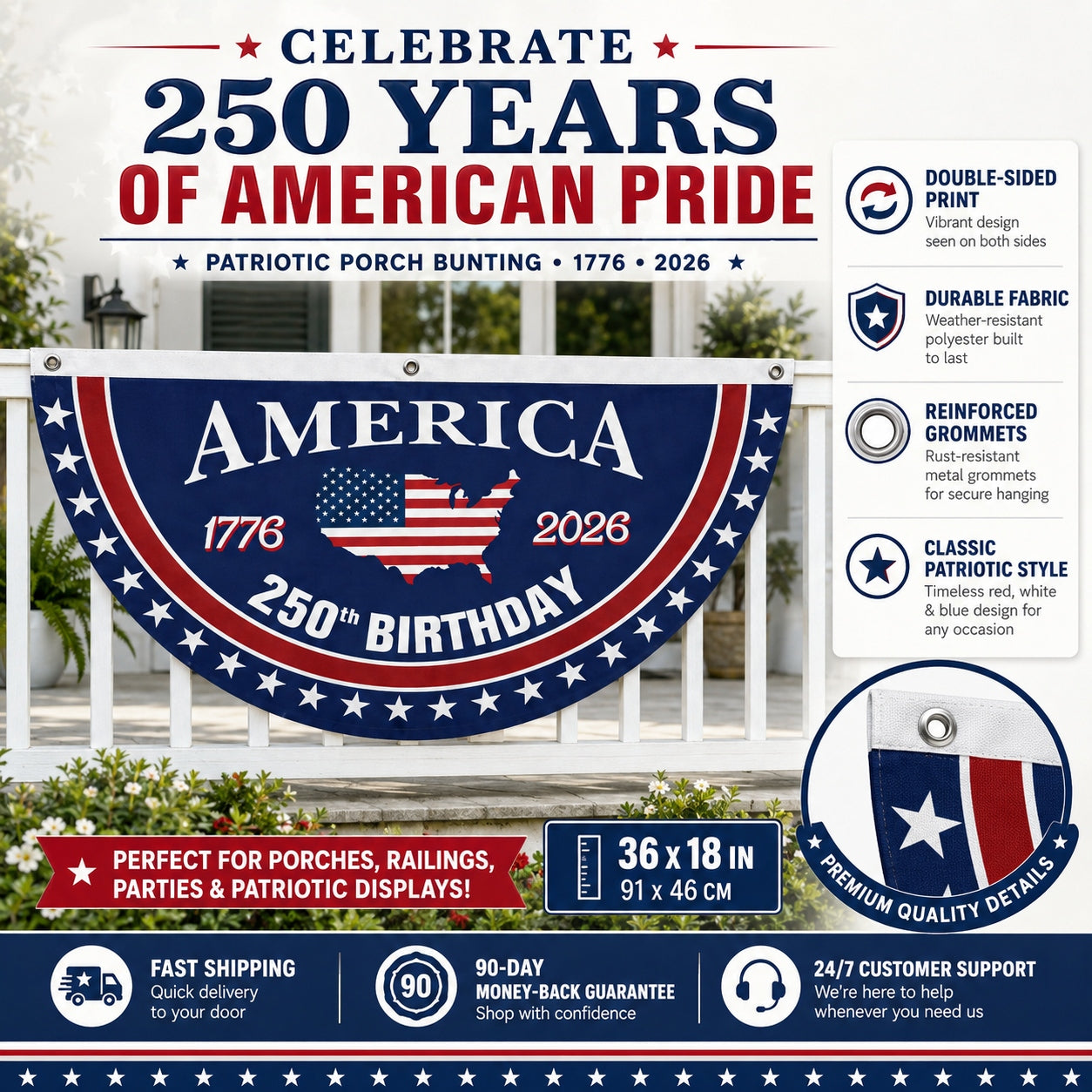 Flash Sale 60% OFF⭐Veteran Made - USA 250 YEARS COMMEMORATIVE BANNER