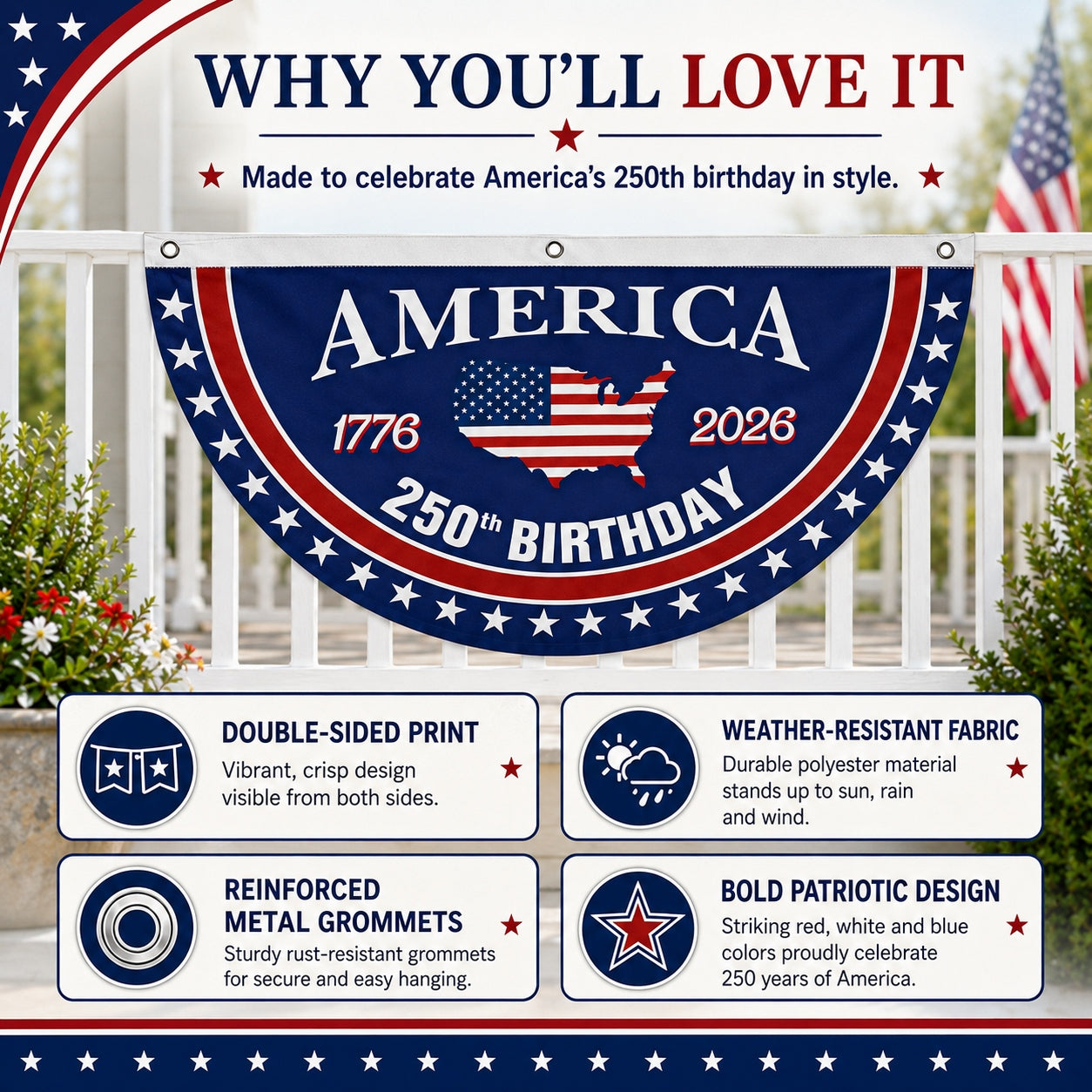 Flash Sale 60% OFF⭐Veteran Made - USA 250 YEARS COMMEMORATIVE BANNER