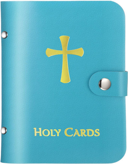 ✝️ Catholic Genuine Leather Holy Card Holder – Pocket Prayer Card Organizer with Snap Closure
