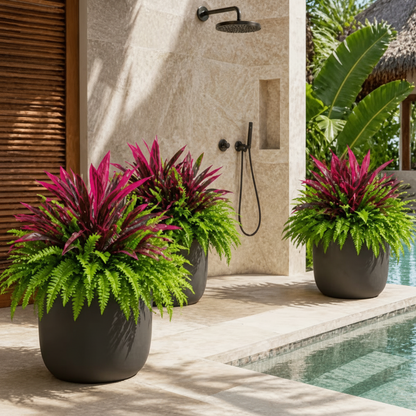 💥 BUY 1 GET 1 FREE (2 PCS) 🔥 UV-Resistant Artificial Fern & Red Dracaena Decorative Plants – Full, Lush & Fade-Resistant!